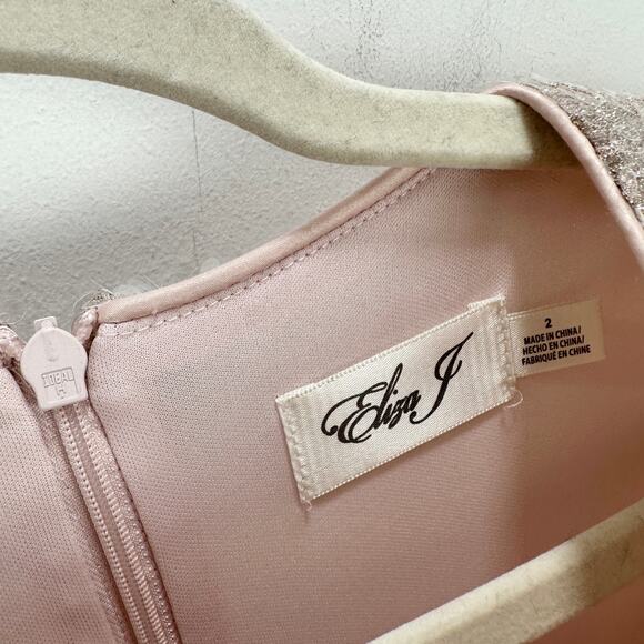 Eliza J Sequin Dress Asymmetric Ruffle Hem Blush Pastel Pink Party US 2 NWT - Picture 5 of 12